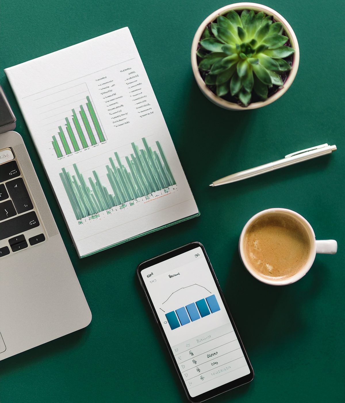 Digital marketing workspace with campaign analytics