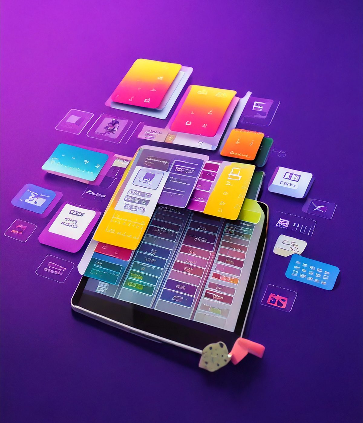UX/UI design wireframes and interface screens